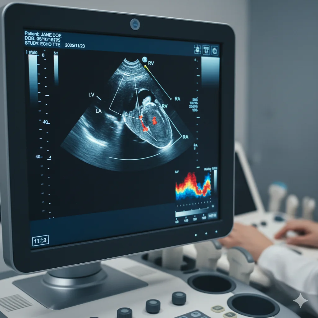 Ultrason ekranında renkli Doppler incelemesi